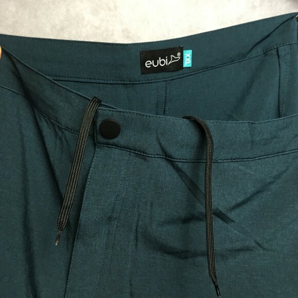 Eubi Mens Shorts size XXL Fitness Active Poly Stretch Pockets Stretch Blue Green - Picture 11 of 12